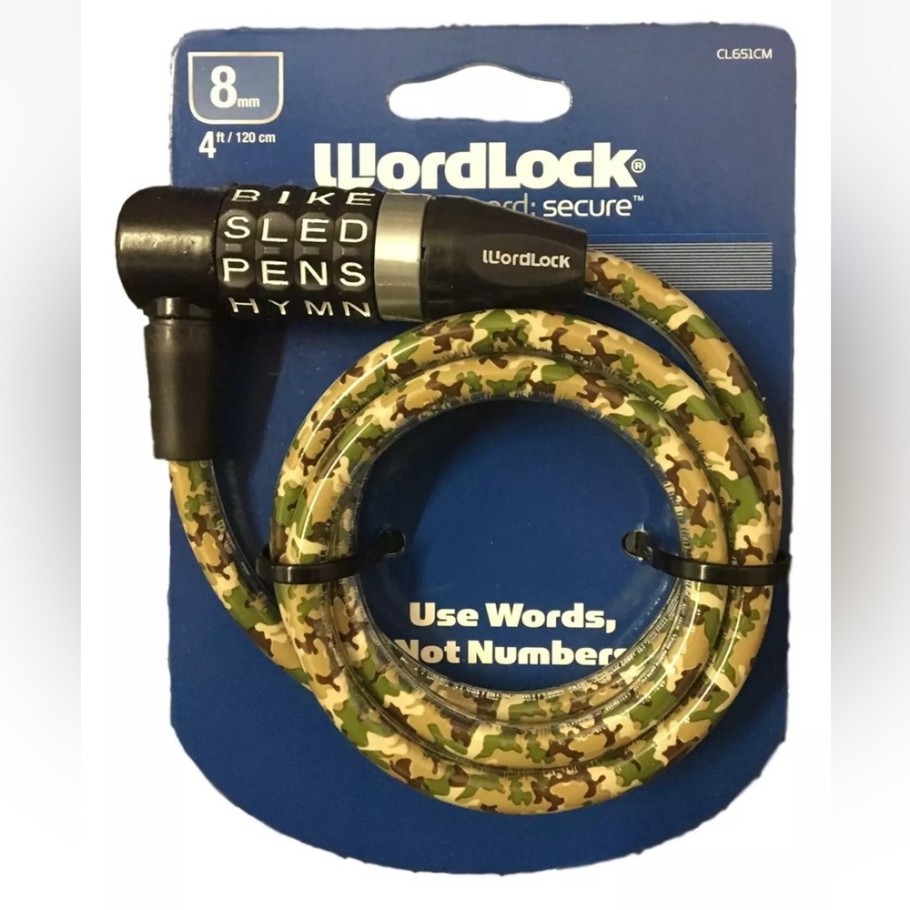 Wordlock Green Camo 8mm x 5' FT Combination Cable Lock